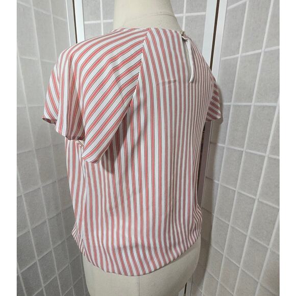 Liz Claiborne Woman Pink Stripe Short Sleeve Pullover Blouse Top Size: Medium - Picture 6 of 6